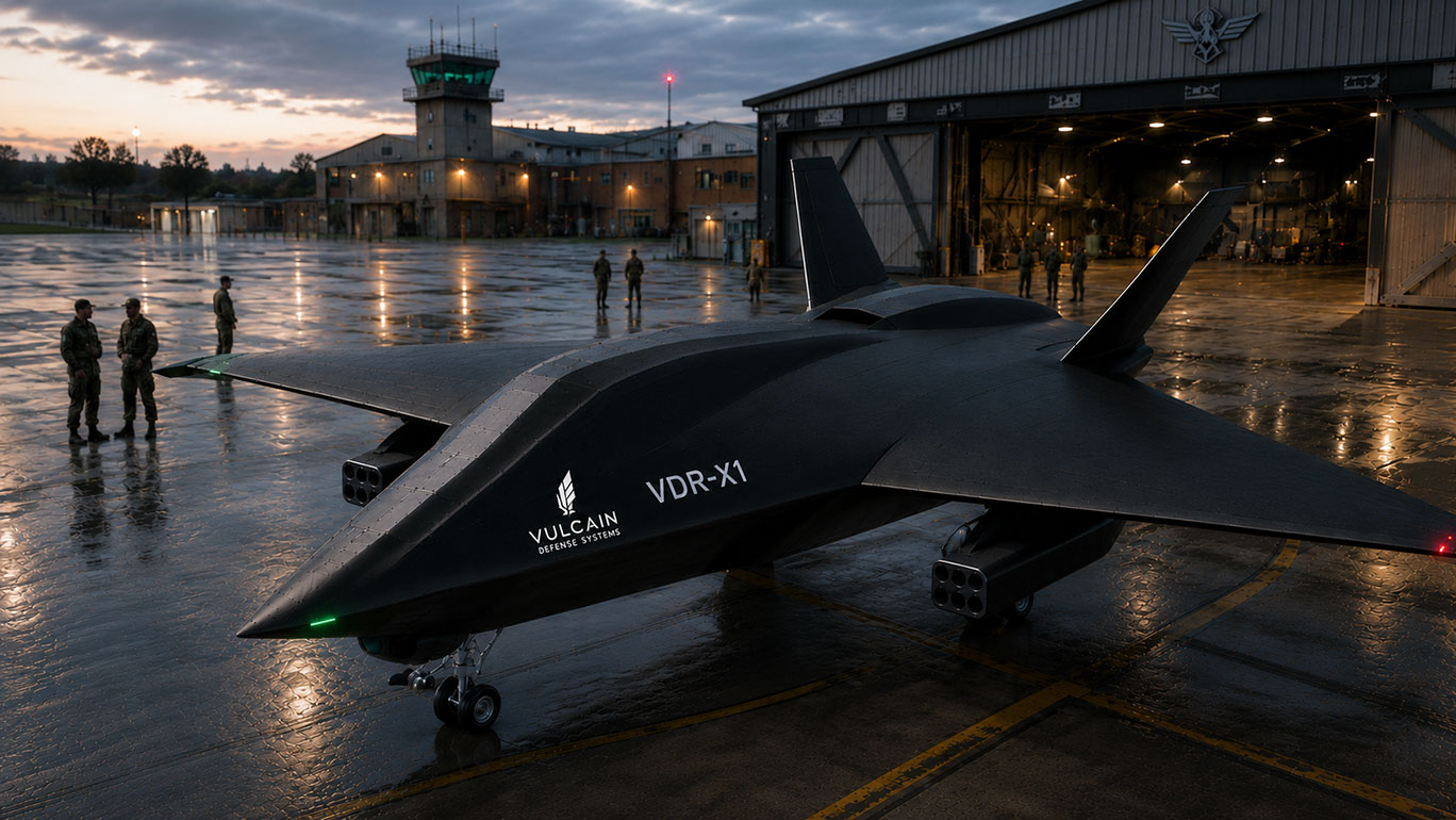 Vulcain VDR-X1 on the flight line at dusk